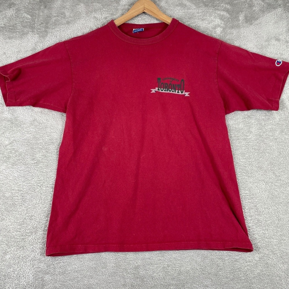 Champion University of Toronto T Shirt Mens Large Red Graphic Logo Vintage Y2K